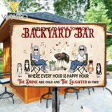 PERSONALIZED WELCOME TO BACKYARD BAR THE DRINK ARE COLD AND THE LAUGHTER IS FREE DOG BREED MENTAL SIGN QTDT3103