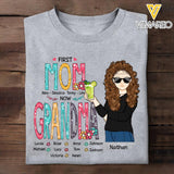 PERSONALIZED FIRST MOM NOW GRANDMA KID NAME TSHIRT QTMQ3103