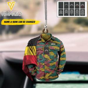 PERSONALIZED BELGIUM VETERAN CAMO CAR HANGING ORNAMENT 3T 0104