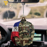 PERSONALIZED FRANCE VETERAN CAMO CAR HANGING ORNAMENT 3T 0104