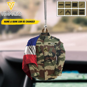 PERSONALIZED FRANCE VETERAN CAMO CAR HANGING ORNAMENT 3T 0104
