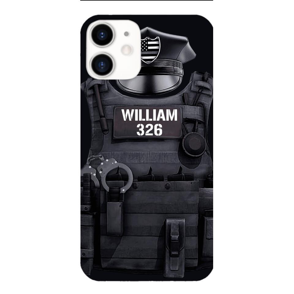 Personalized U.S Thin Blue Line Phone Case Printed 22APR-DT01