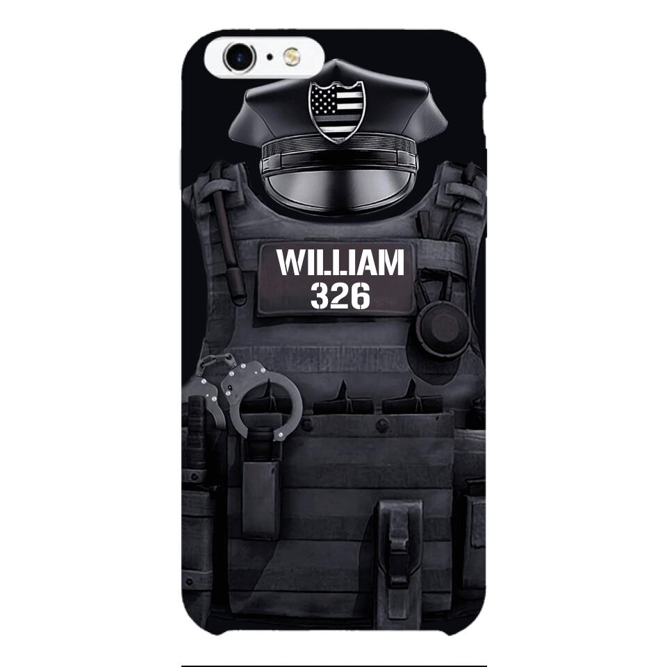 Personalized U.S Thin Blue Line Phone Case Printed 22APR-DT01