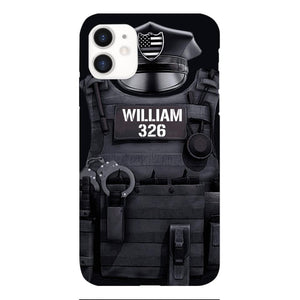 Personalized U.S Thin Blue Line Phone Case Printed 22APR-DT01
