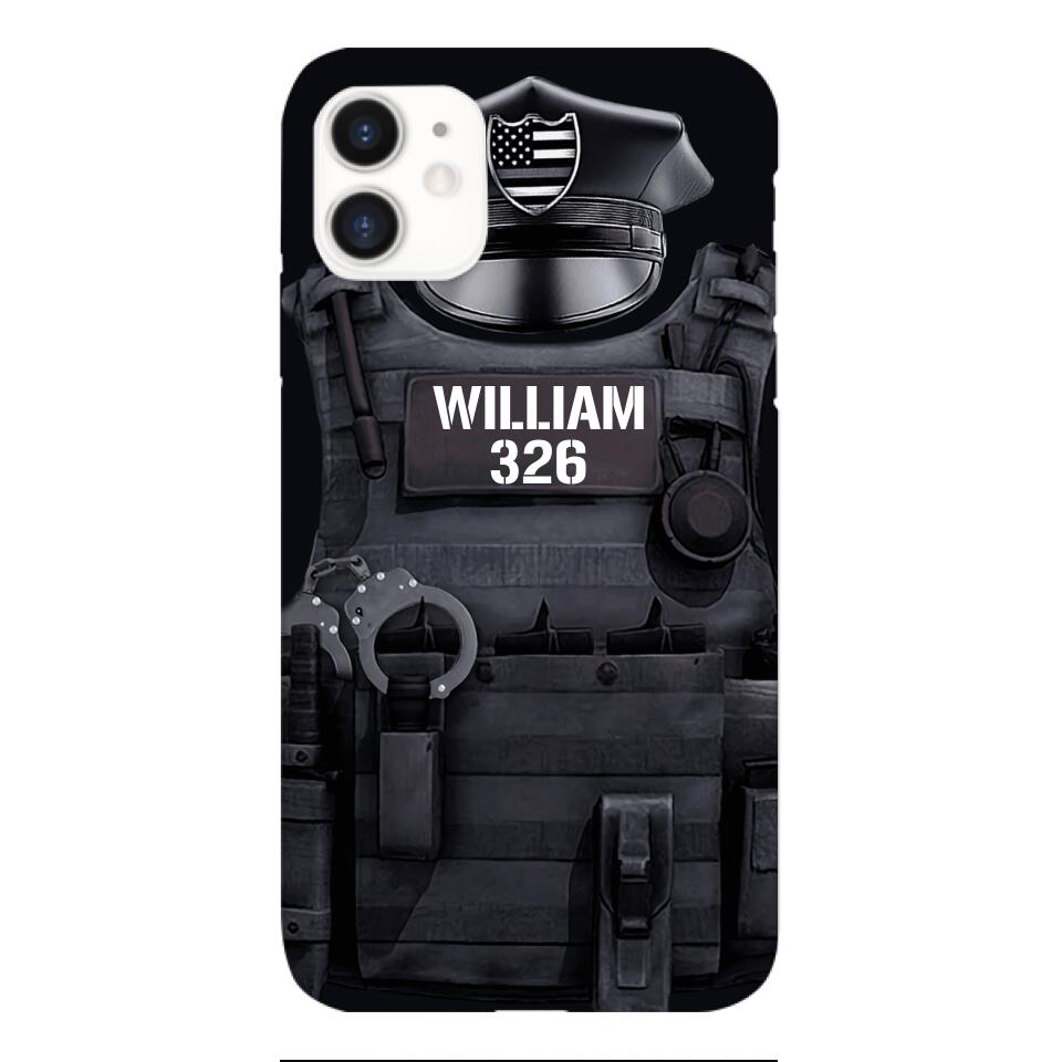 Personalized U.S Thin Blue Line Phone Case Printed 22APR-DT01