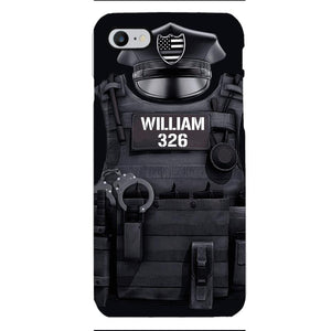 Personalized U.S Thin Blue Line Phone Case Printed 22APR-DT01