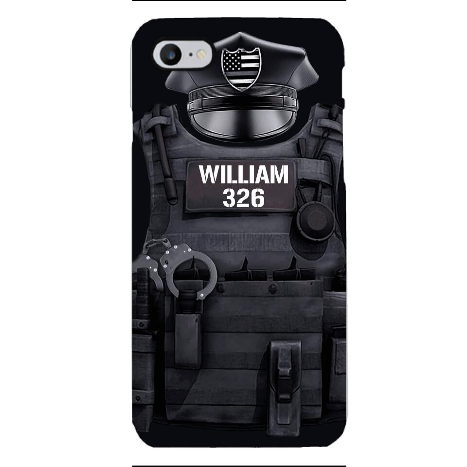 Personalized U.S Thin Blue Line Phone Case Printed 22APR-DT01