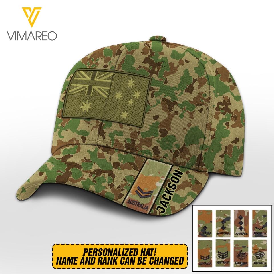 Personalized Australian Soldier Camo Peaked Cap Printed 22APR-QH01