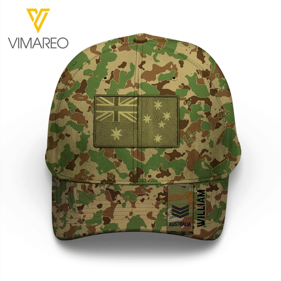 Personalized Australian Soldier Camo Peaked Cap Printed 22APR-QH01