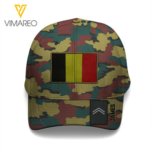 Personalized Belgian Soldier Camo Peaked Cap Printed 22APR-QH01