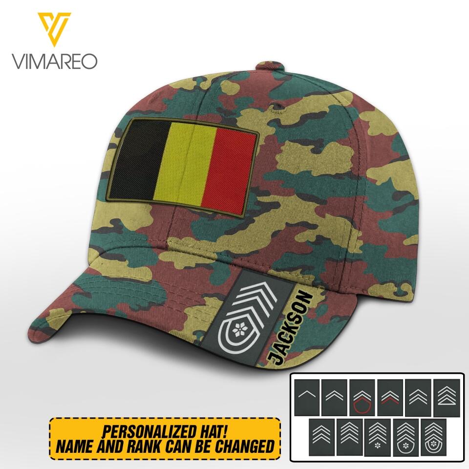 Personalized Belgian Soldier Camo Peaked Cap Printed 22APR-QH01
