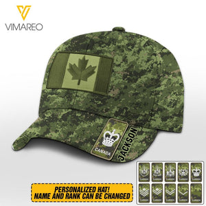 Personalized Canadian Soldier Camo Peaked Cap Printed 22APR-QH01