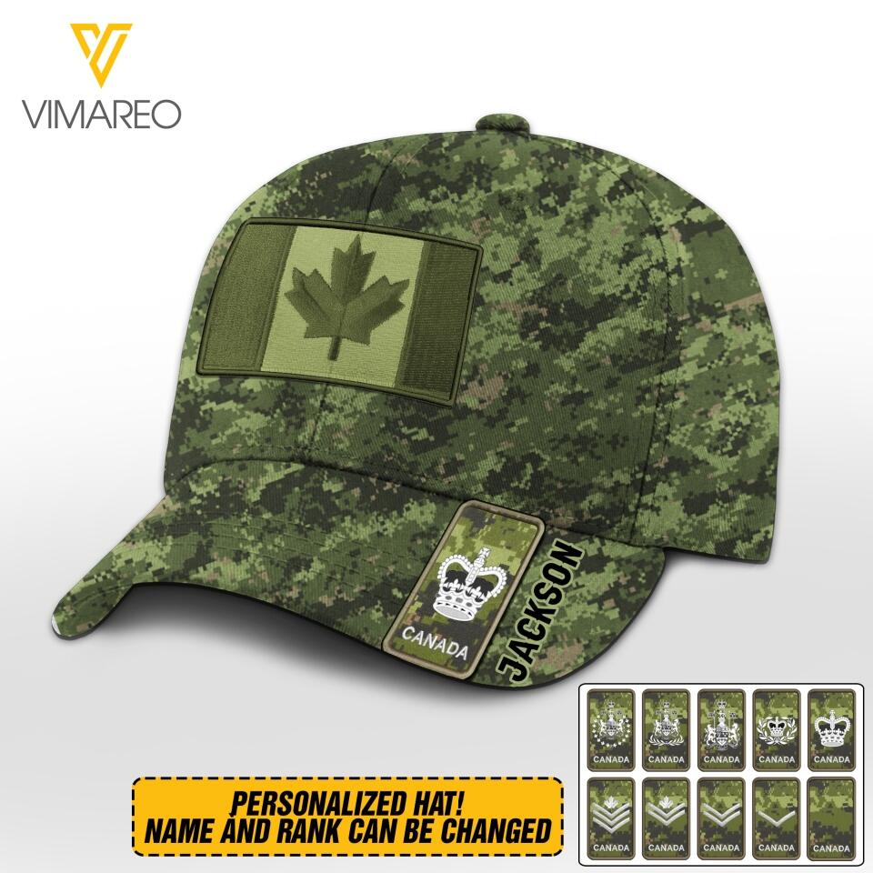 Personalized Canadian Soldier Camo Peaked Cap Printed 22APR-QH01