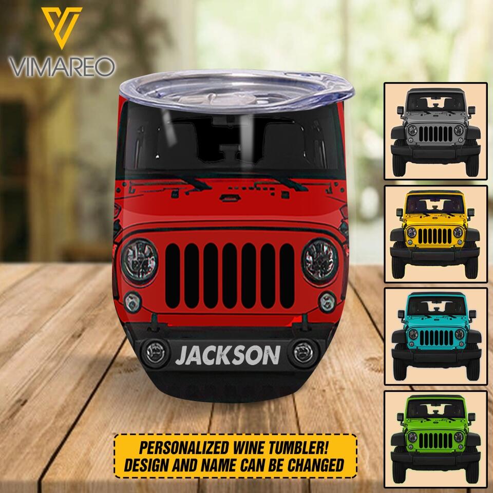 Personalized Jeep Wine Tumbler Printed 22APR-QH04