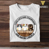 Personalized I Like Cats and Champagne and Maybe 3 People Tshirts QTDT0404