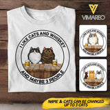 Personalized I Like Cats and Whiskey and Maybe 3 People Tshirts QTDT0404