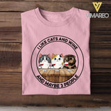 Personalized I Like Cats and Wine and Maybe 3 People Tshirts QTDT0404