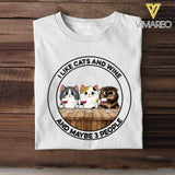 Personalized I Like Cats and Wine and Maybe 3 People Tshirts QTDT0404
