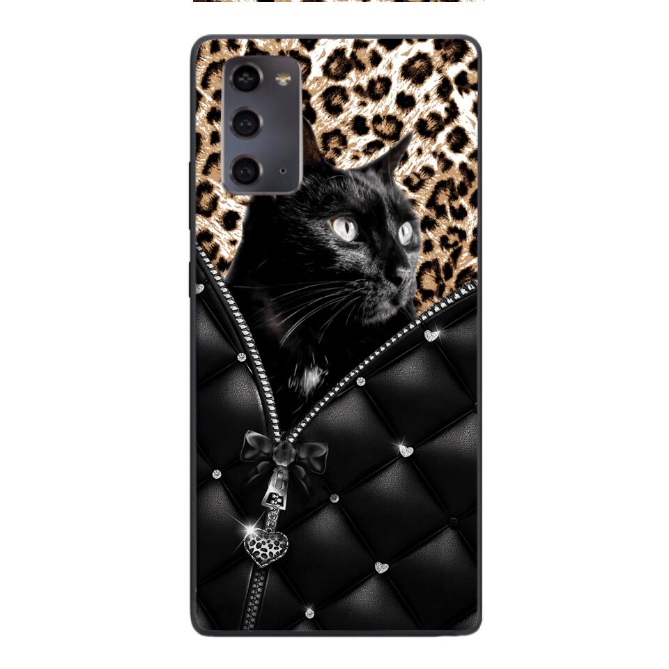 PERSONALIZED CAT LOVER LEOPARD PHONECASE QTTN0504