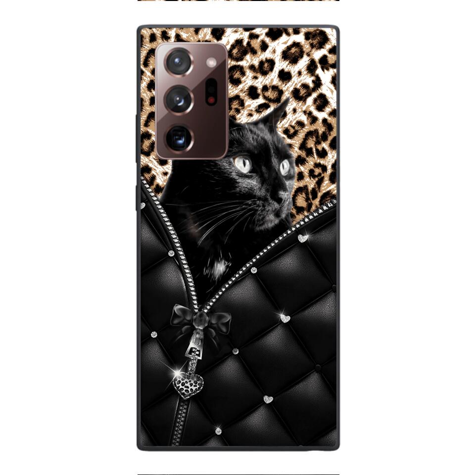 PERSONALIZED CAT LOVER LEOPARD PHONECASE QTTN0504