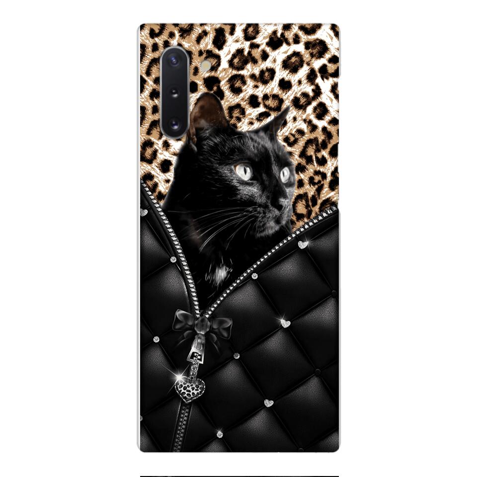 PERSONALIZED CAT LOVER LEOPARD PHONECASE QTTN0504