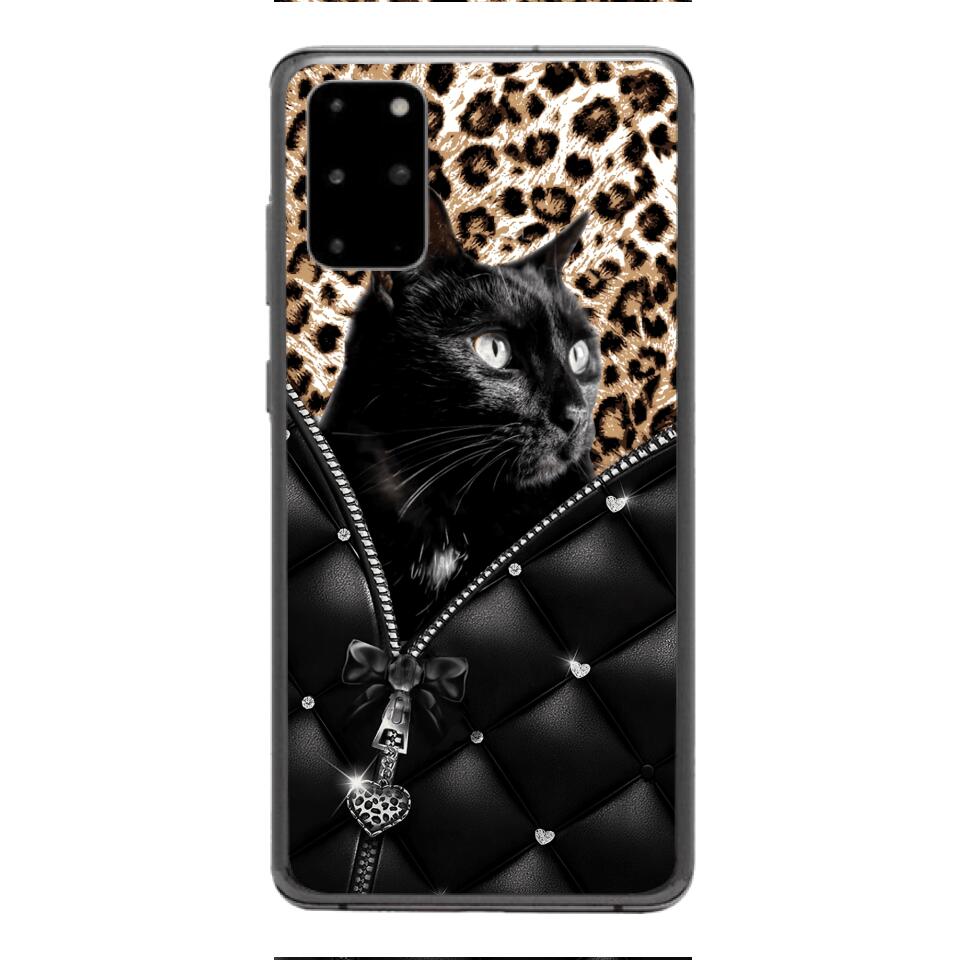 PERSONALIZED CAT LOVER LEOPARD PHONECASE QTTN0504
