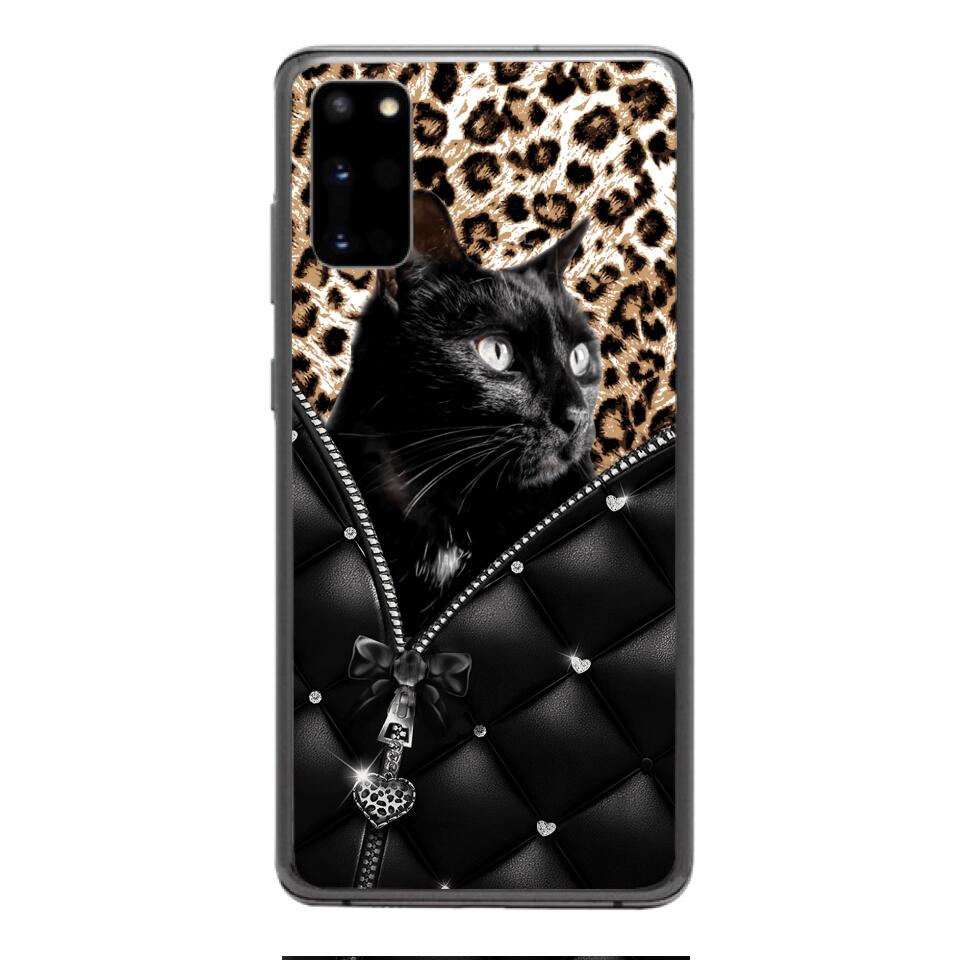 PERSONALIZED CAT LOVER LEOPARD PHONECASE QTTN0504