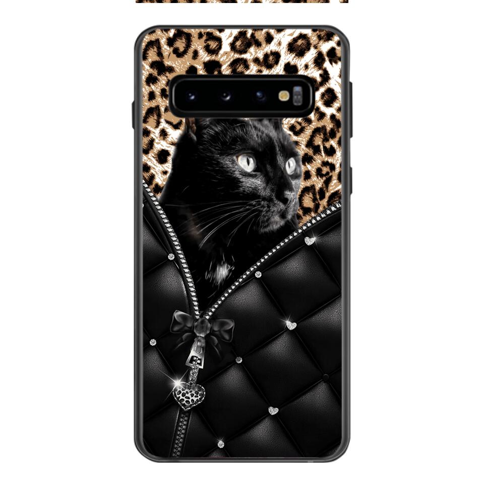PERSONALIZED CAT LOVER LEOPARD PHONECASE QTTN0504