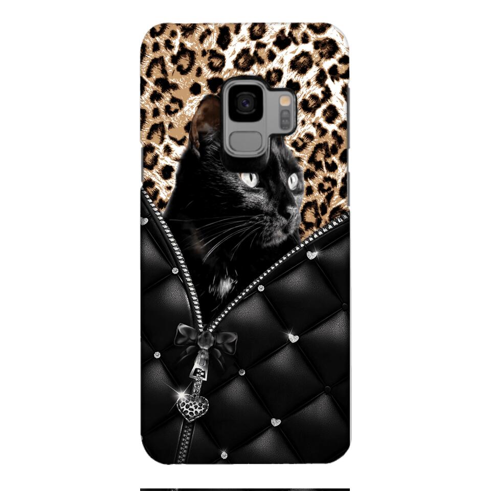 PERSONALIZED CAT LOVER LEOPARD PHONECASE QTTN0504