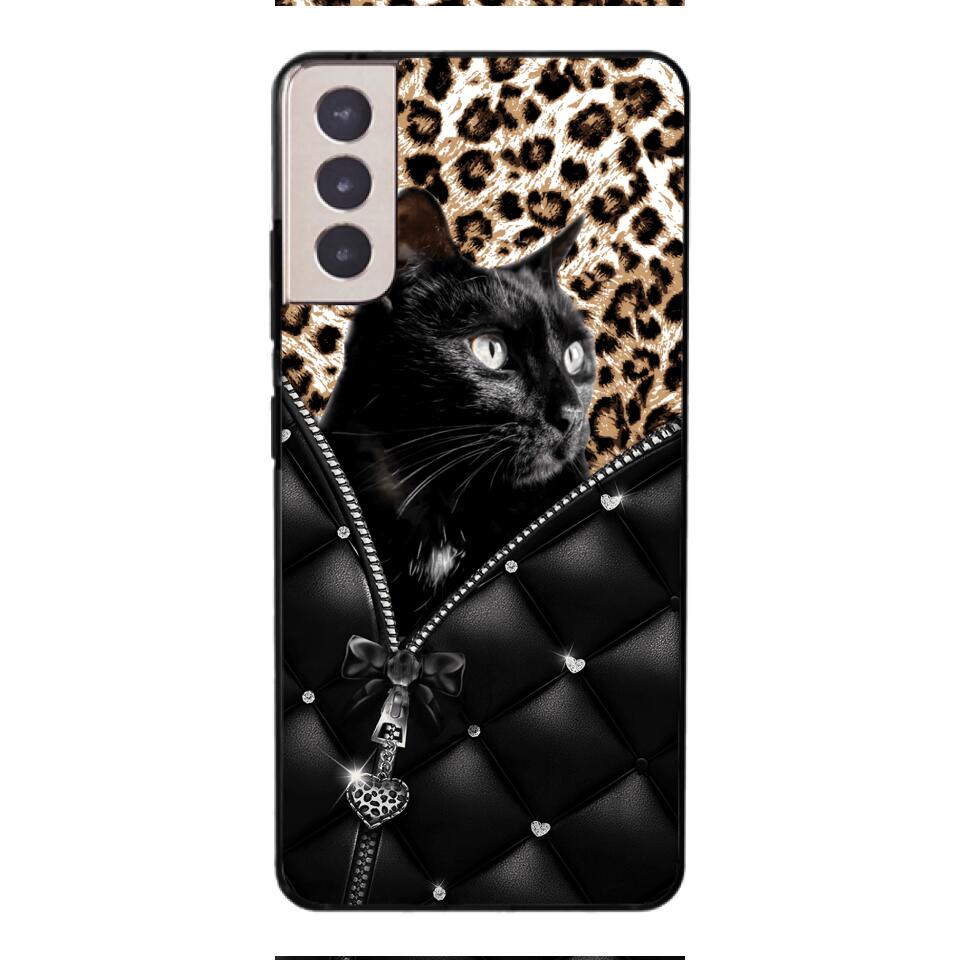 PERSONALIZED CAT LOVER LEOPARD PHONECASE QTTN0504