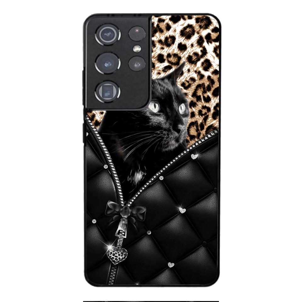 PERSONALIZED CAT LOVER LEOPARD PHONECASE QTTN0504