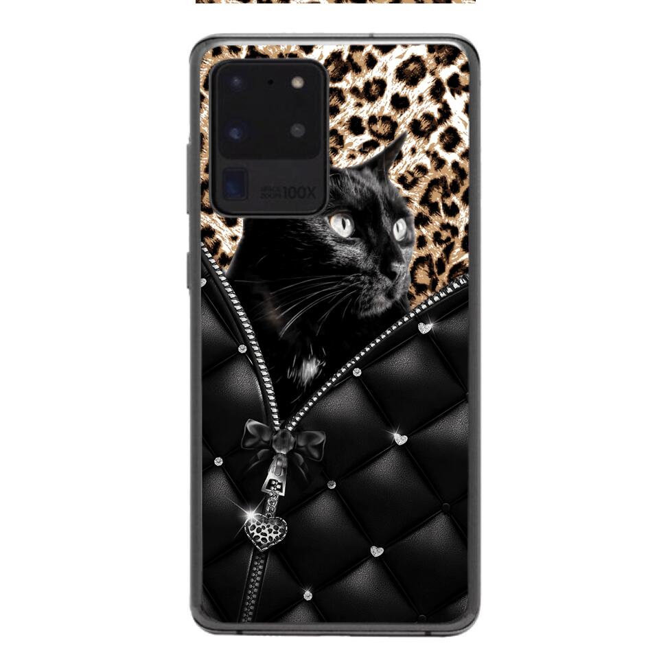 PERSONALIZED CAT LOVER LEOPARD PHONECASE QTTN0504