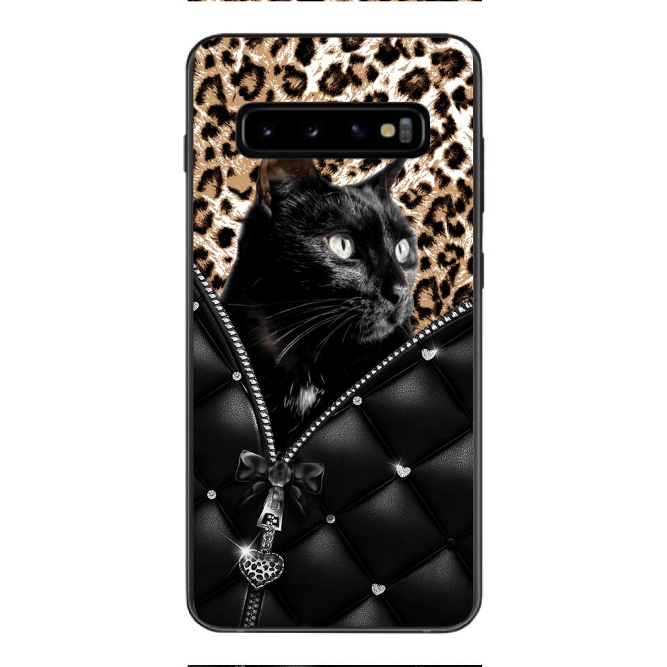 PERSONALIZED CAT LOVER LEOPARD PHONECASE QTTN0504