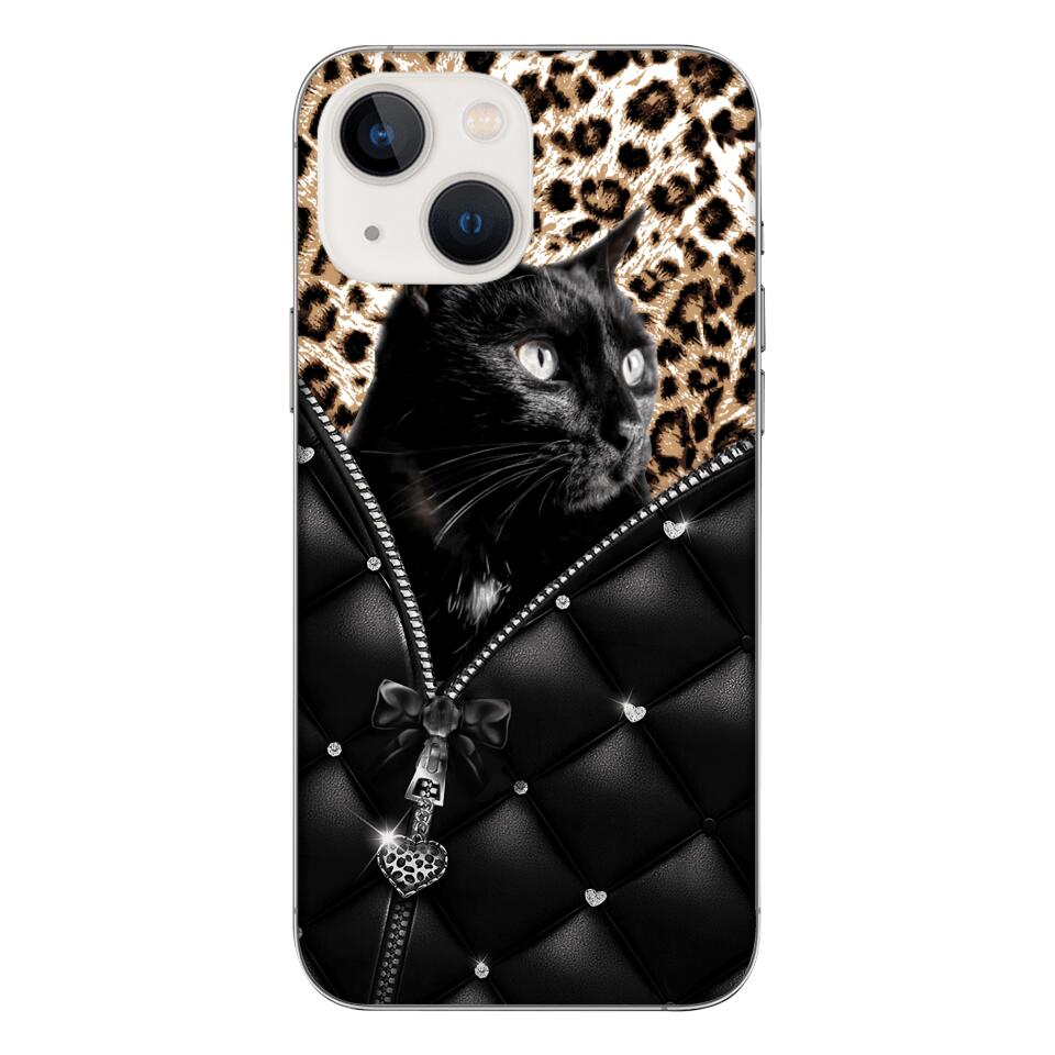 PERSONALIZED CAT LOVER LEOPARD PHONECASE QTTN0504