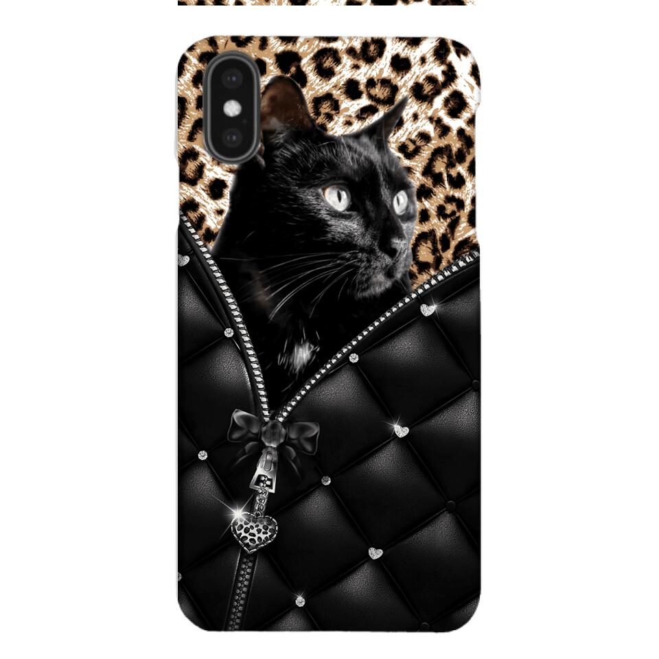 PERSONALIZED CAT LOVER LEOPARD PHONECASE QTTN0504