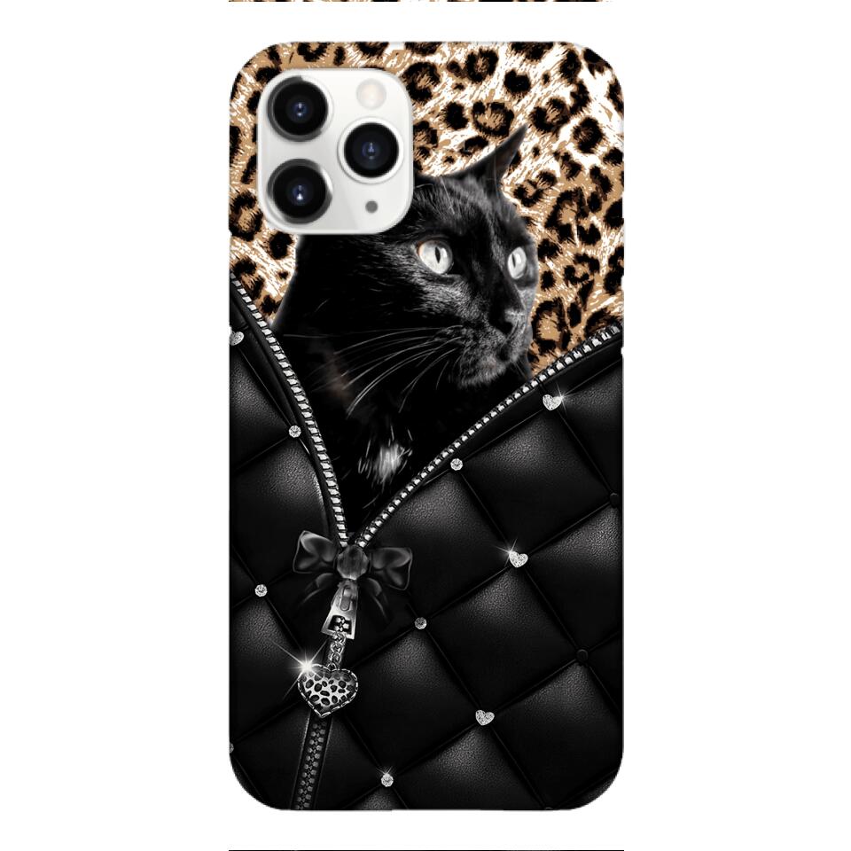 PERSONALIZED CAT LOVER LEOPARD PHONECASE QTTN0504