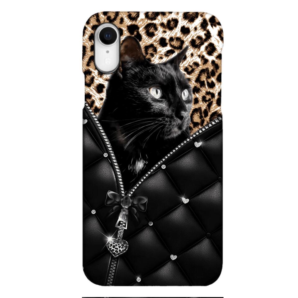 PERSONALIZED CAT LOVER LEOPARD PHONECASE QTTN0504