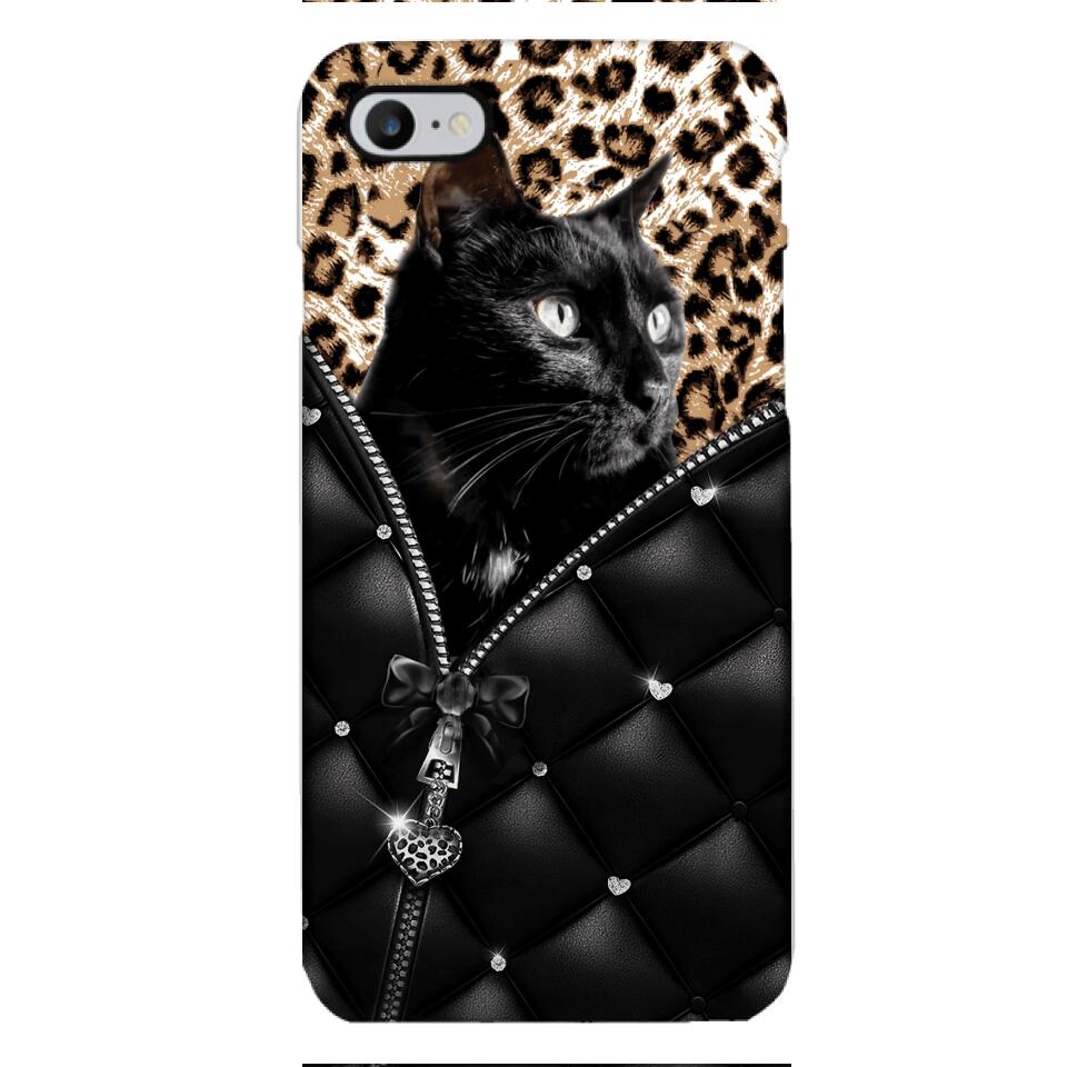 PERSONALIZED CAT LOVER LEOPARD PHONECASE QTTN0504