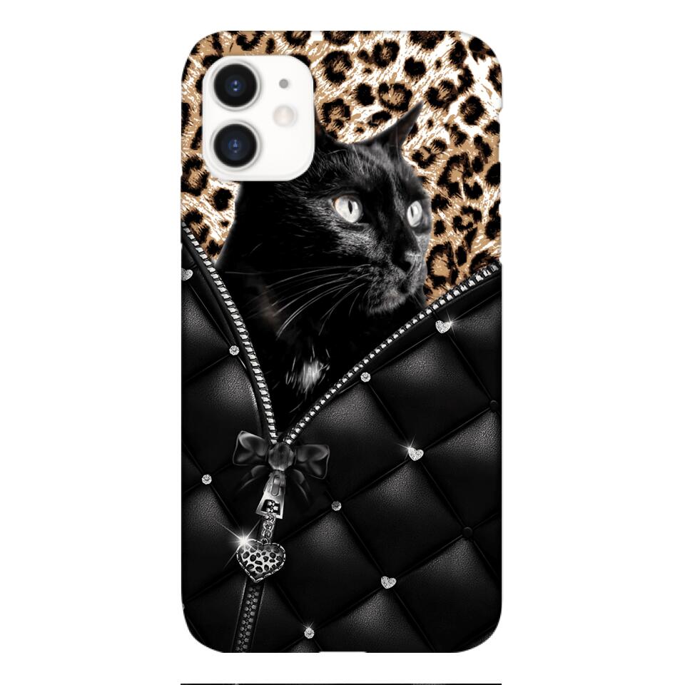 PERSONALIZED CAT LOVER LEOPARD PHONECASE QTTN0504
