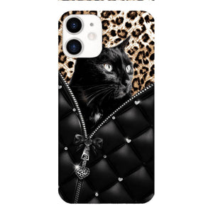 PERSONALIZED CAT LOVER LEOPARD PHONECASE QTTN0504