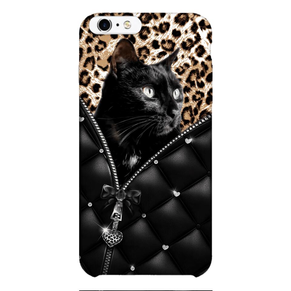 PERSONALIZED CAT LOVER LEOPARD PHONECASE QTTN0504
