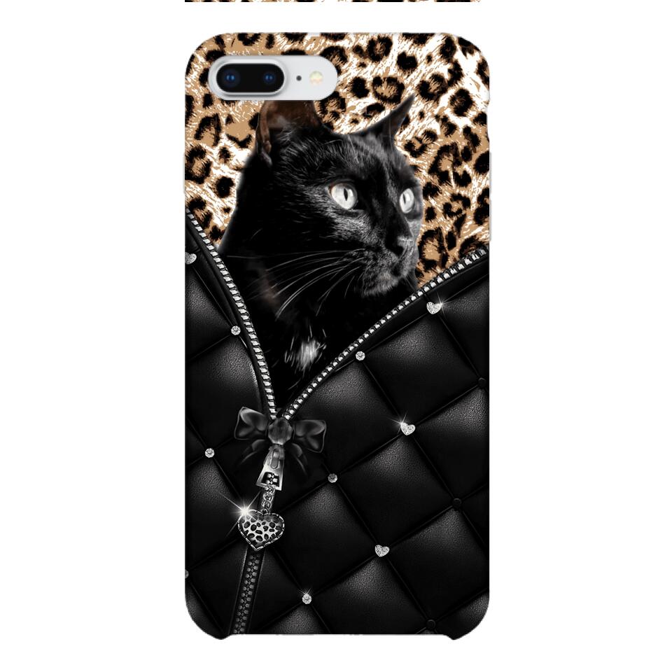 PERSONALIZED CAT LOVER LEOPARD PHONECASE QTTN0504