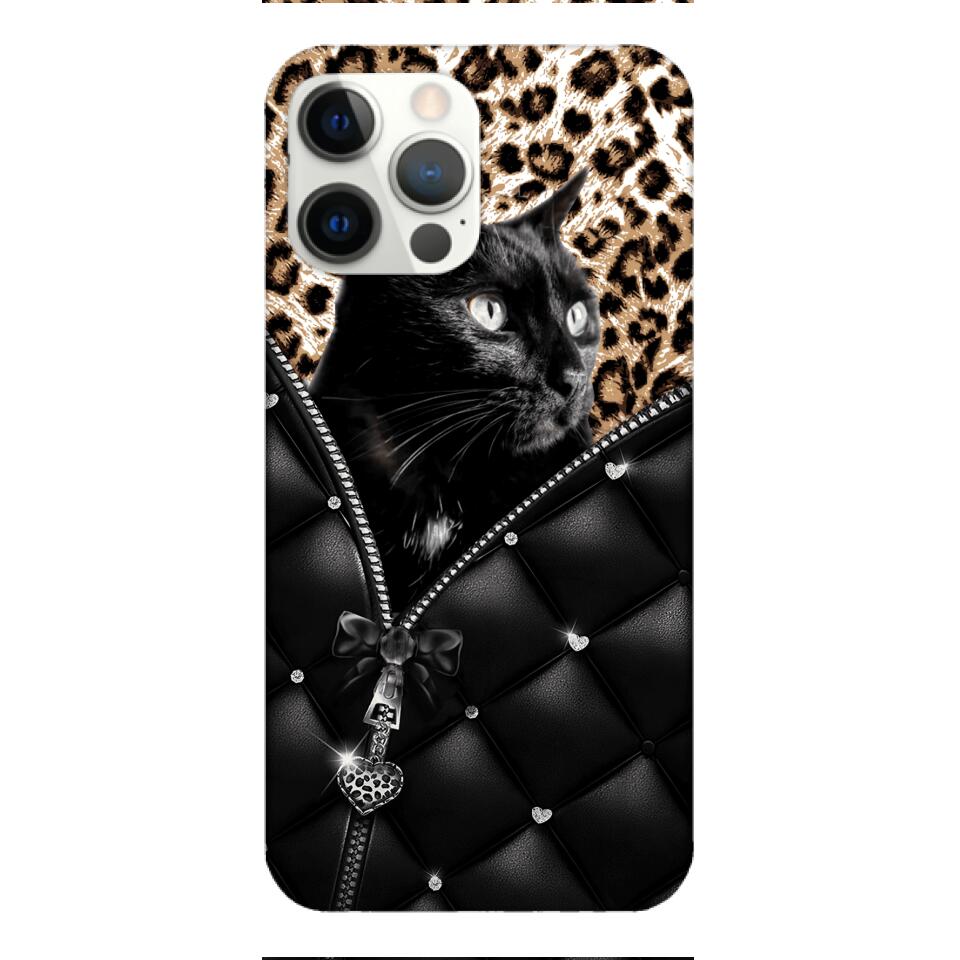 PERSONALIZED CAT LOVER LEOPARD PHONECASE QTTN0504