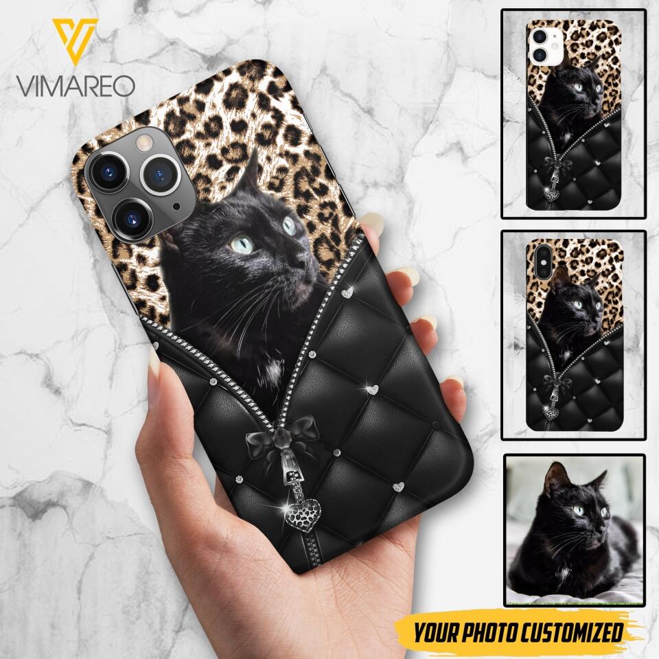 PERSONALIZED CAT LOVER LEOPARD PHONECASE QTTN0504