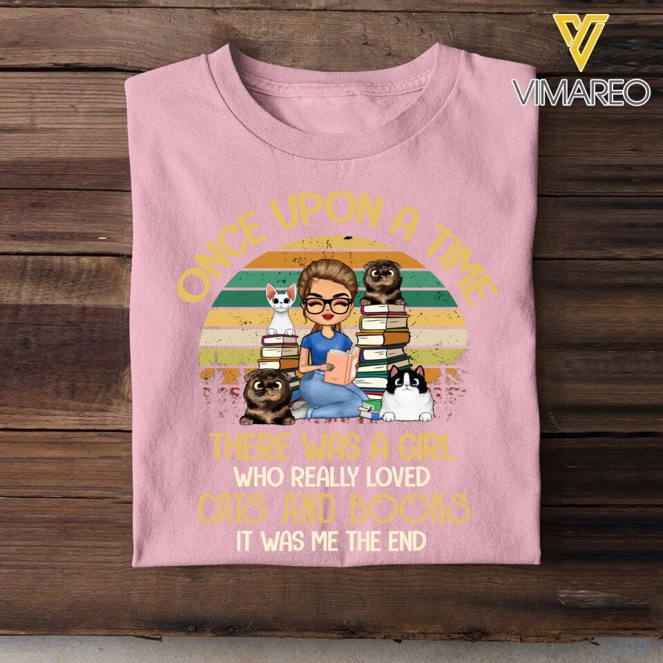 Personalized A Girl Who Really Loves Cats And Books Tshirt QTVQ0604
