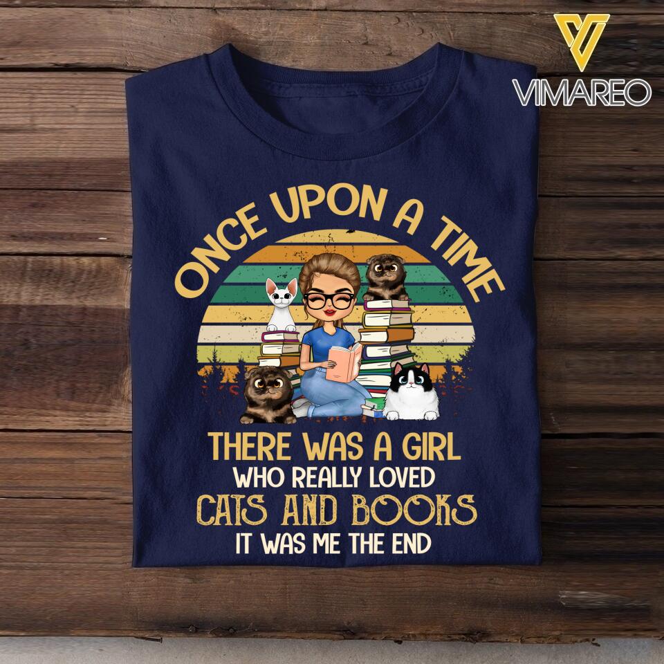 Personalized A Girl Who Really Loves Cats And Books Tshirt QTVQ0604