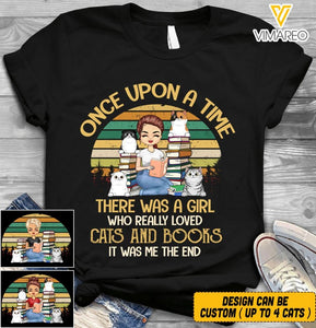 Personalized A Girl Who Really Loves Cats And Books Tshirt QTVQ0604