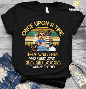 Personalized A Girl Who Really Loves Cats And Books Tshirt QTVQ0604