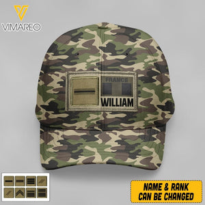 Personalized French Soldier Camo Peaked Cap Printed 22APR-MQ06