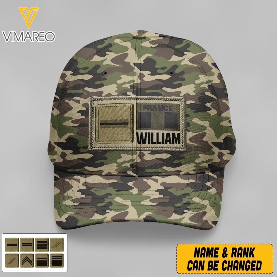 Personalized French Soldier Camo Peaked Cap Printed 22APR-MQ06